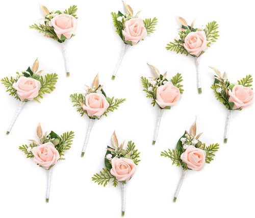 Blush Boutonniere Para Hombres Boda Con Alfileres, Jueg...