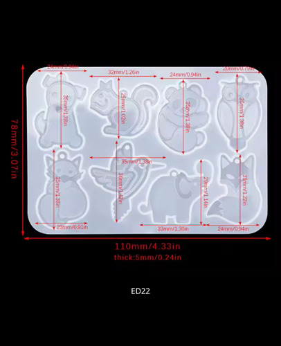 Molde Silicona Aros Dijes Animales M1 Joyeria Resina