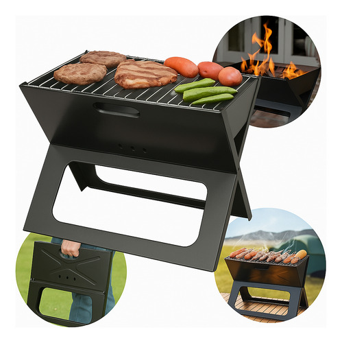Parrillero Plegable De Camping Portátil Metal Premium