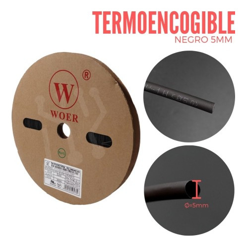 Termoencogible Termoretractil 5mm Negro