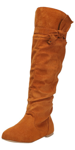 Botas Hermosas Para Mujer, Anudadas, Largas Y Planas Hasta L