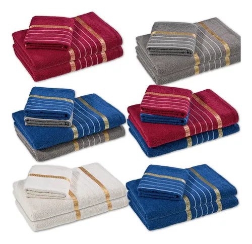 Jogo Toalhas Luxo Gigante (2 Banho E 2 Rosto) Toalhas Grande Cor ...