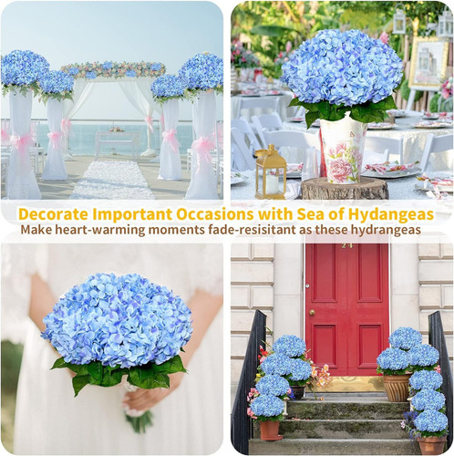 Y 10 Flores Artificiales De Hortensia Ramos, Para Decoración