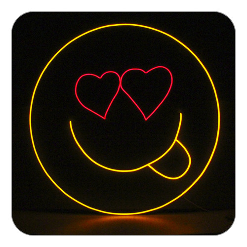 Placa Letreiro Luminoso Led Neon Emoji Love Amor 70x70