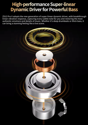 Kz Zs12 Pro X Auricular Metálico 1dd + 5ba Hifi Tuning Mic
