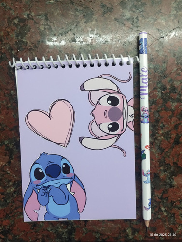 Souvenirs Stitch Libreta Anotador + Lápiz Personalizado X45