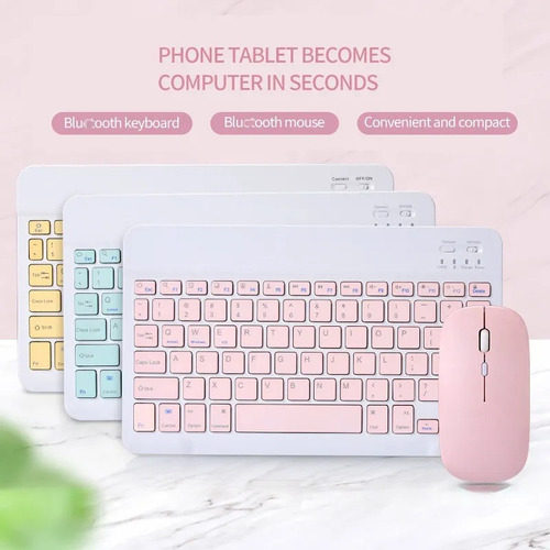 Bluetooth Keyboard & Mouse Kit For Celulares, Laptop, Tablet