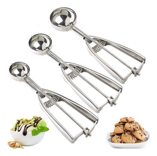 Juego De 3 Cucharadas De Acero Inoxidable Para Helados Y