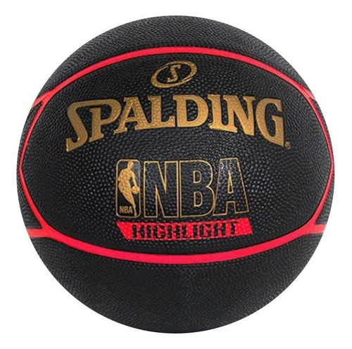 Balón de baloncesto negro y rojo Spalding Highlight