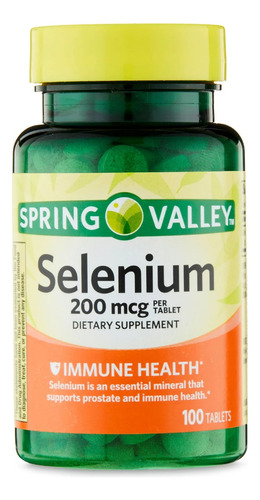  Selenio Spring Valley 200 Mcg Salud Inmune 100 Tabletas