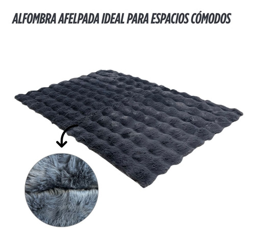Alfombra Afelpada 118x80 Cm Tapete Suave Para Sala Y Cuarto Gris