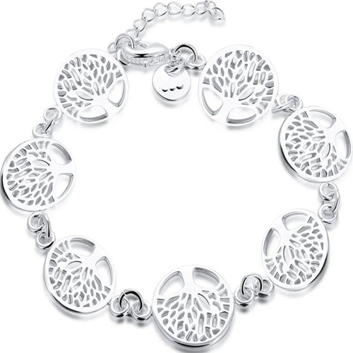 Set Collar Pulsera Plata 925 Mujer Cruz Arbol De La Vida