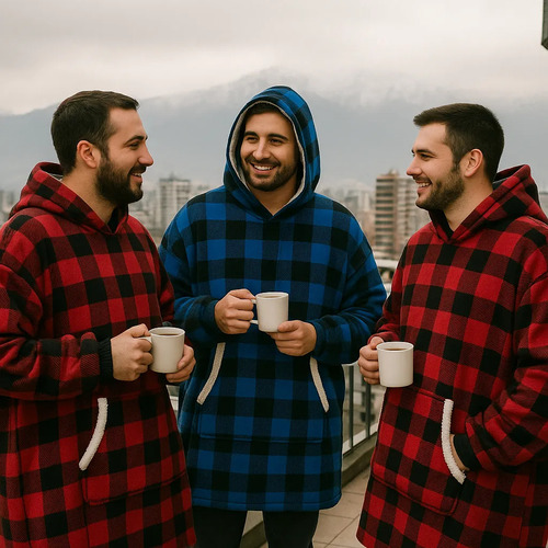 Poleron Frazada Pack X2 Poleron Hombre Polar Poleron Polar Manta Frazada Poleron Peludo Mujer Felpa Adulto Bata Abrigo Invierno Oversize Frazada