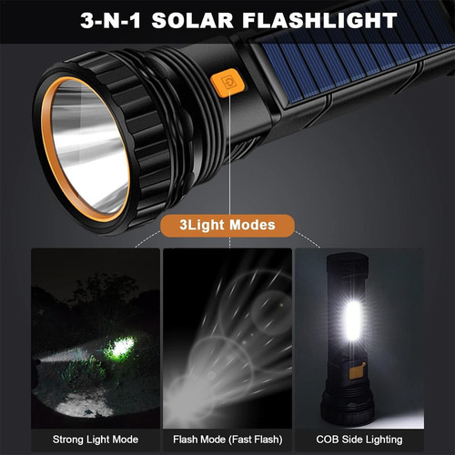 Linterna De Mano Con Energía Solar Linterna Recargable Foco