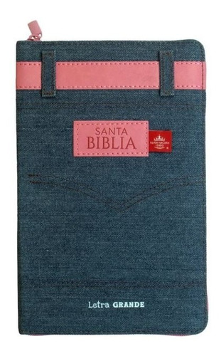 Biblia Rv60 Mezclilla/rosa Letra Gde N.12 Con Cierre Índice