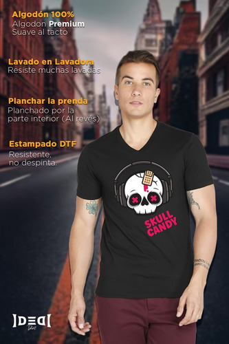 Playera Skull Candy Cuello Redondo