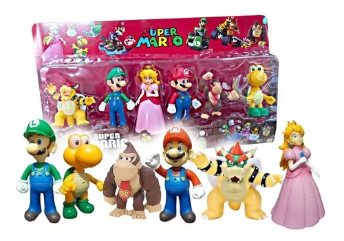 Set X 6 Figuras Muñecos Mario Bros Luigi Juguete Blister