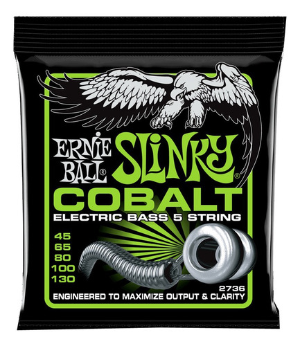 Encordado Para Bajo 5 Cuerdas Ernie Ball P02736 Slinky Cobalt 45-130