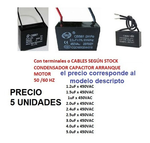 Capacitor Condensador Arranque Motor 2 Uf X 450v  X 2 Unid