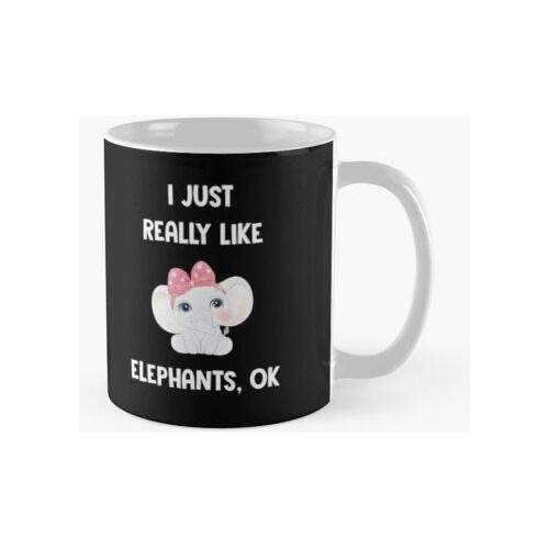 Taza Camisa De Elefante Mujer Diversión Linda Realmente Me G