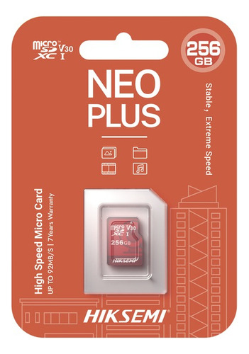 Hiksemi by Hikvision Memoria microSD Clase 10 de 256 GB Especializada Para Videovigilancia Uso 24/7 Compatibles con cámaras Hikvision y Otras Marcas 95 MB/s Lectura 55 MB/s Escritura