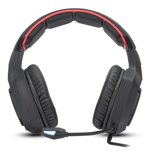 Imagem 2 de 3 de Fone de ouvido over-ear gamer Knup KP-488 preto e vermelho