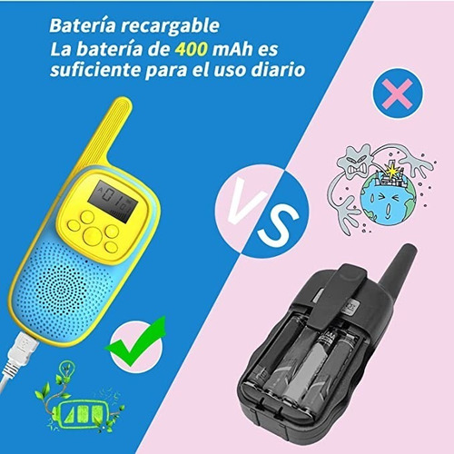 Radios Recargable Para Niños 400mah, Largo Alcance 22canales