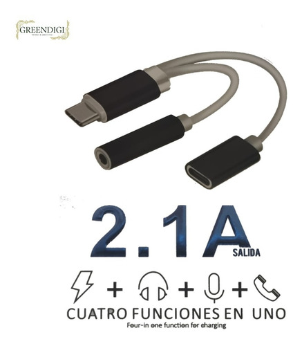 Convertidor Tipo C A Audio 3.5, Cuatro Funciones En Uno