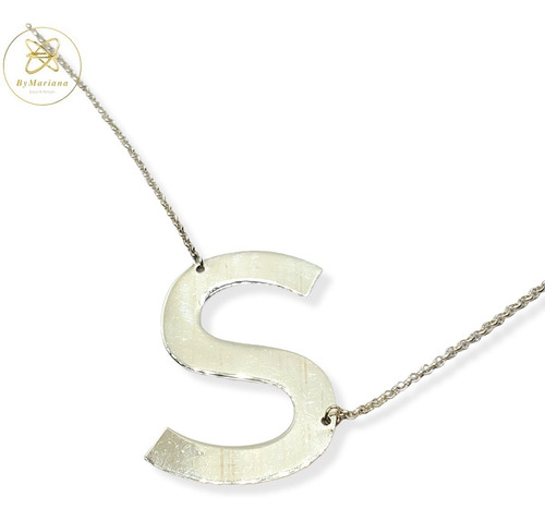 Imagen 4 de 7 de Cadena Plata Rollon Con Letra Inicial S Grande 25 X 40mm