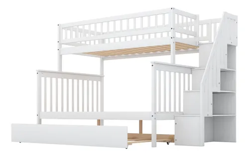 Merax Litera Individual Sobre Cama Matrimonial Con Nido, Esc