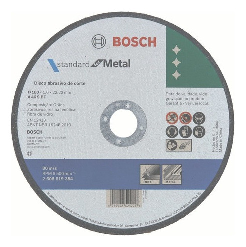 Disco Corte Std For Metal Bosch 180x1,6 Recto