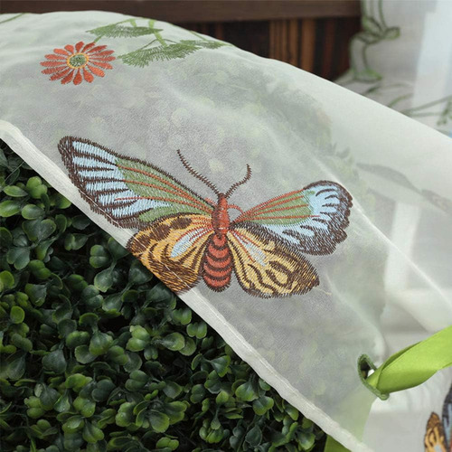 0.8*1m Garden Floral Embroidered Voile Curtain