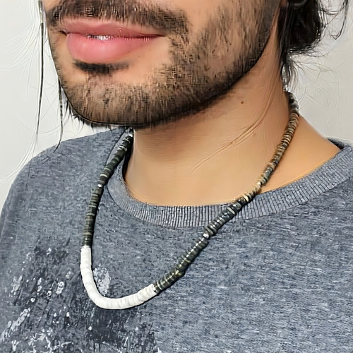 Collar Sarosa De Acero Inoxidable Lux De Moda Para Hombre Color Cuentas