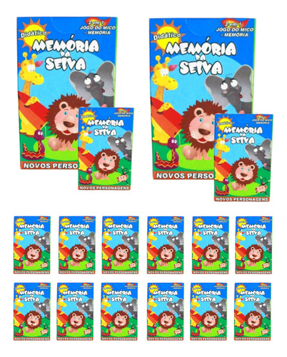 Kit 10 Jogo Da Memoria Animais Safari Infantil P/ Kit Festa