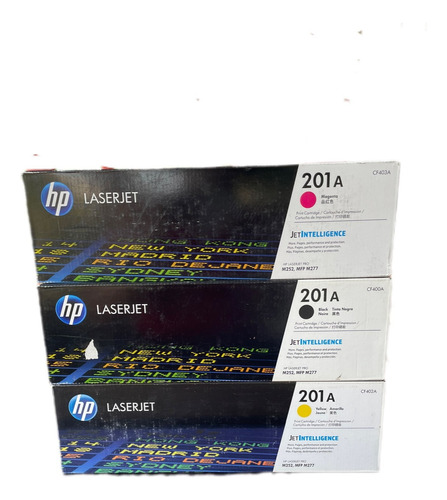 Pack De 3 Toner Hp 201 A Black, Yellow, Magenta, Originales Negro