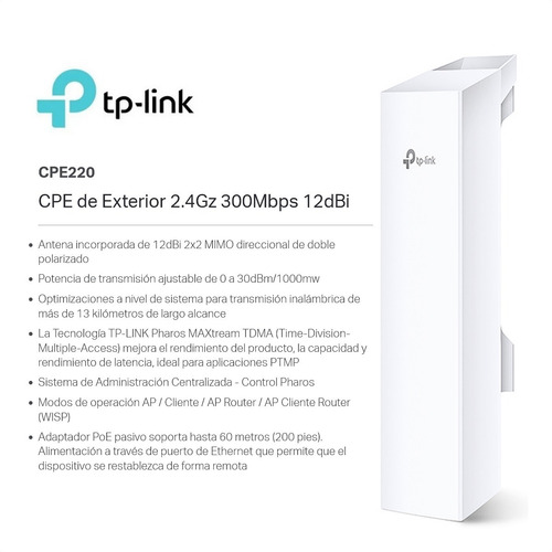 Access Point Para Exteriores Tp-link 2.4ghz 300mbps, Cpe220