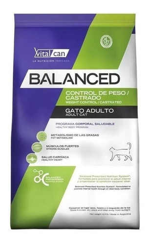 Vital Can Balanced Gato Control De Peso / Castrado X 2 Kg