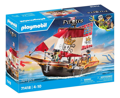 Barco Pirata Playmobil 71418 Con 101 Accesorios