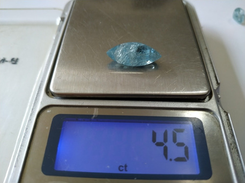 Agua Marinha Natural Corada Em Navete 4,5 Ct. Azul