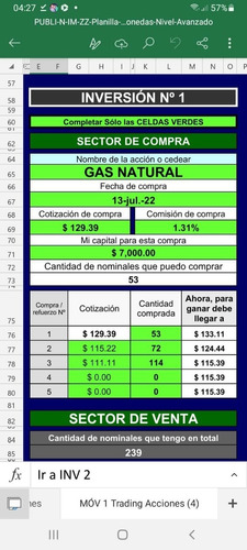 Planilla Trading Holding Para Teléfonos - Cedears Y Acciones