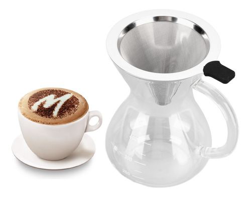 Verter Sobre Cafetera Olla De Vidrio De 400 Ml Hervidor Resi
