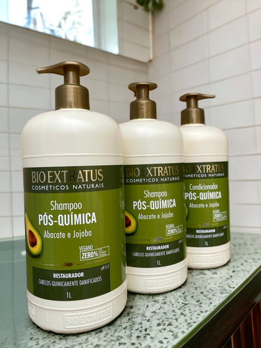 Kit 2 Shampoo 1 Condicionador Pós Quimica 1 L Bio Ext