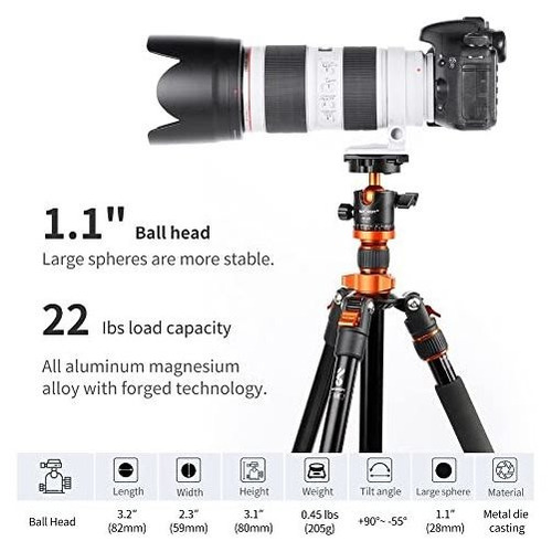 Trípode K&f Concept Professional Con Cabeza Esférica De Meta