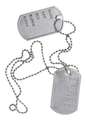 Imagen 3 de 4 de Collar Dog Tag Militar Chapita Cadena Disfraz Halloween