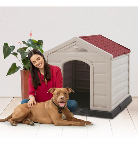 Casinha Cachorro Grande Nº 6 Plástico Uv Bege Rimax