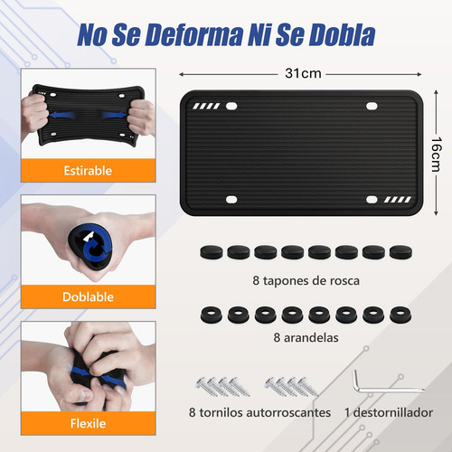 Marco De Matrícula De Silicona Coche Universal 2pcs Negro