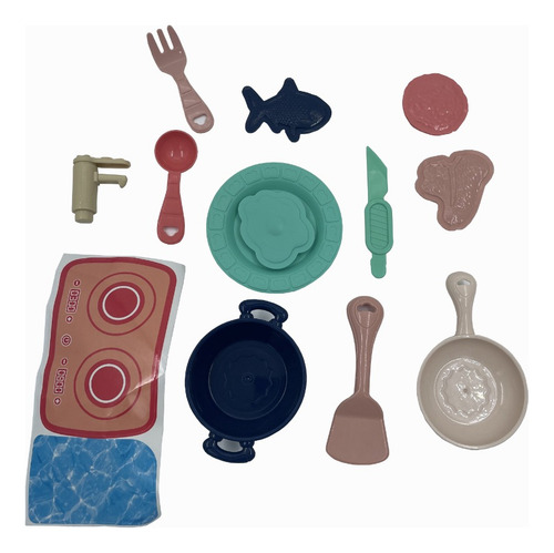 Juguete Cocina Portátil Comida Plastilina Utensilios Mochila Color Rosa