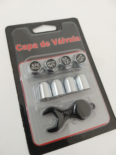 Imagem 9 de 9 de Kit Capa Valvula Bico Pino Pininho Cromado Peugeot Preto