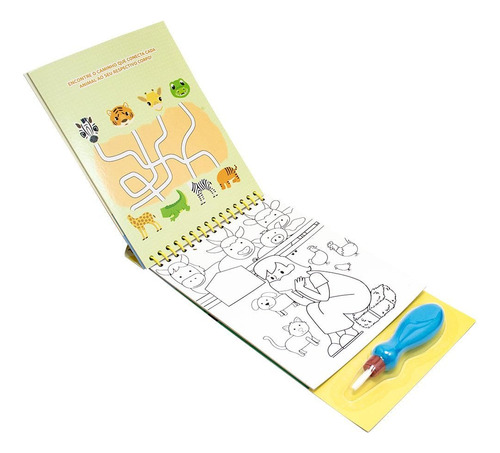 Livro De Colorir Com Água Cristão Infantil - Aqua Book Arca De Noé