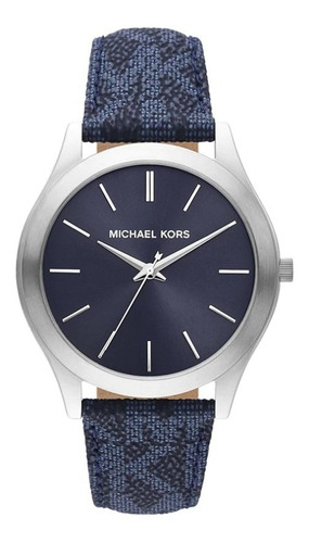 Reloj Michael Kors Slim Runway Original Hombre E-watch Color de la correa Azul Color del bisel Plateado Color del fondo Azul marino